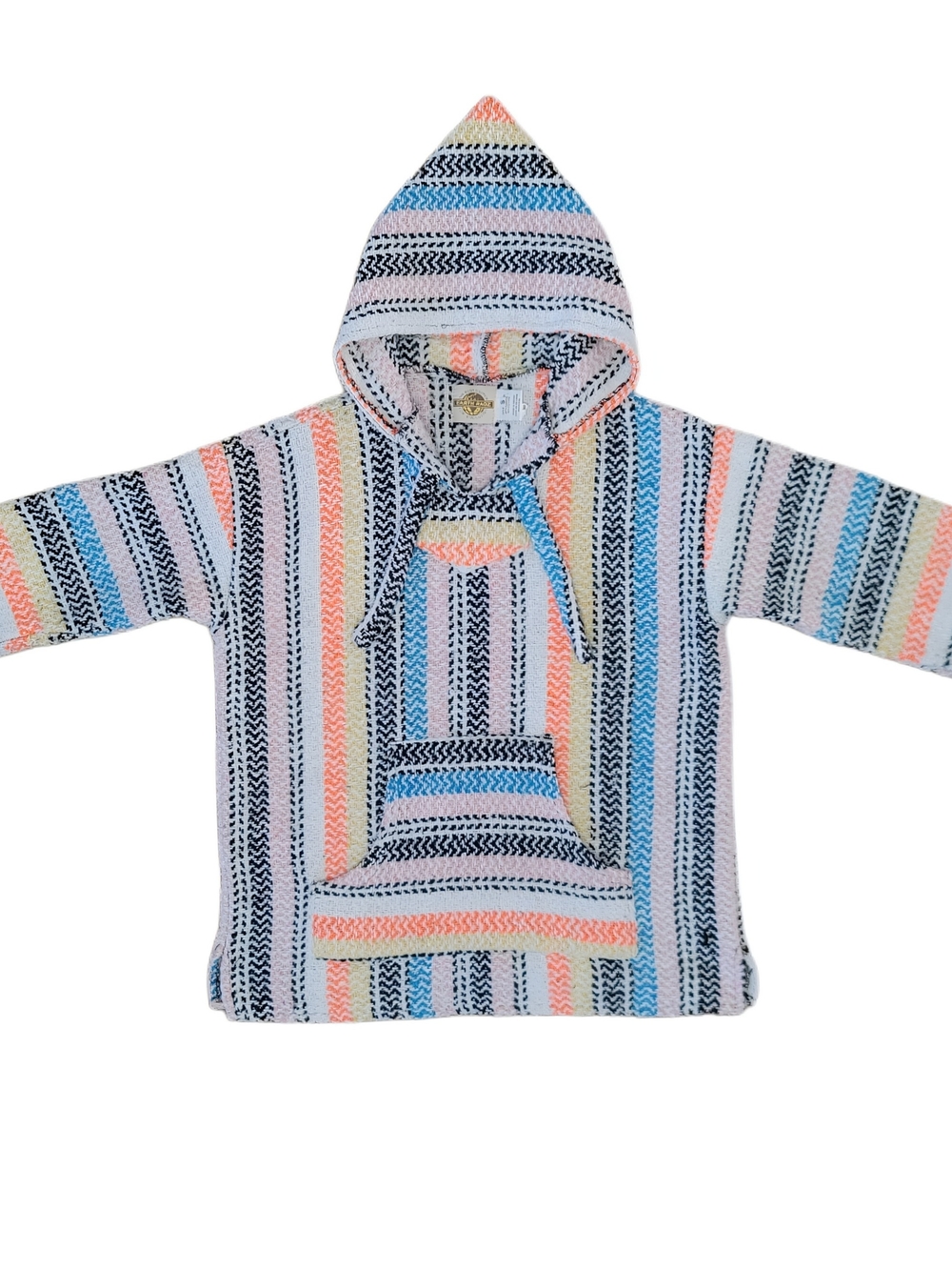 Adult Unisex Striped Hooded Pullover — Multicolor Pastel